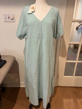 Nomad Light Blue V-Neck Midi Dress